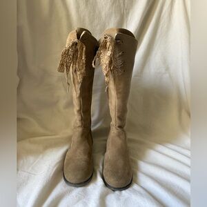 Joyfolie “Lacey” Tan Lace-Up Kids Boots